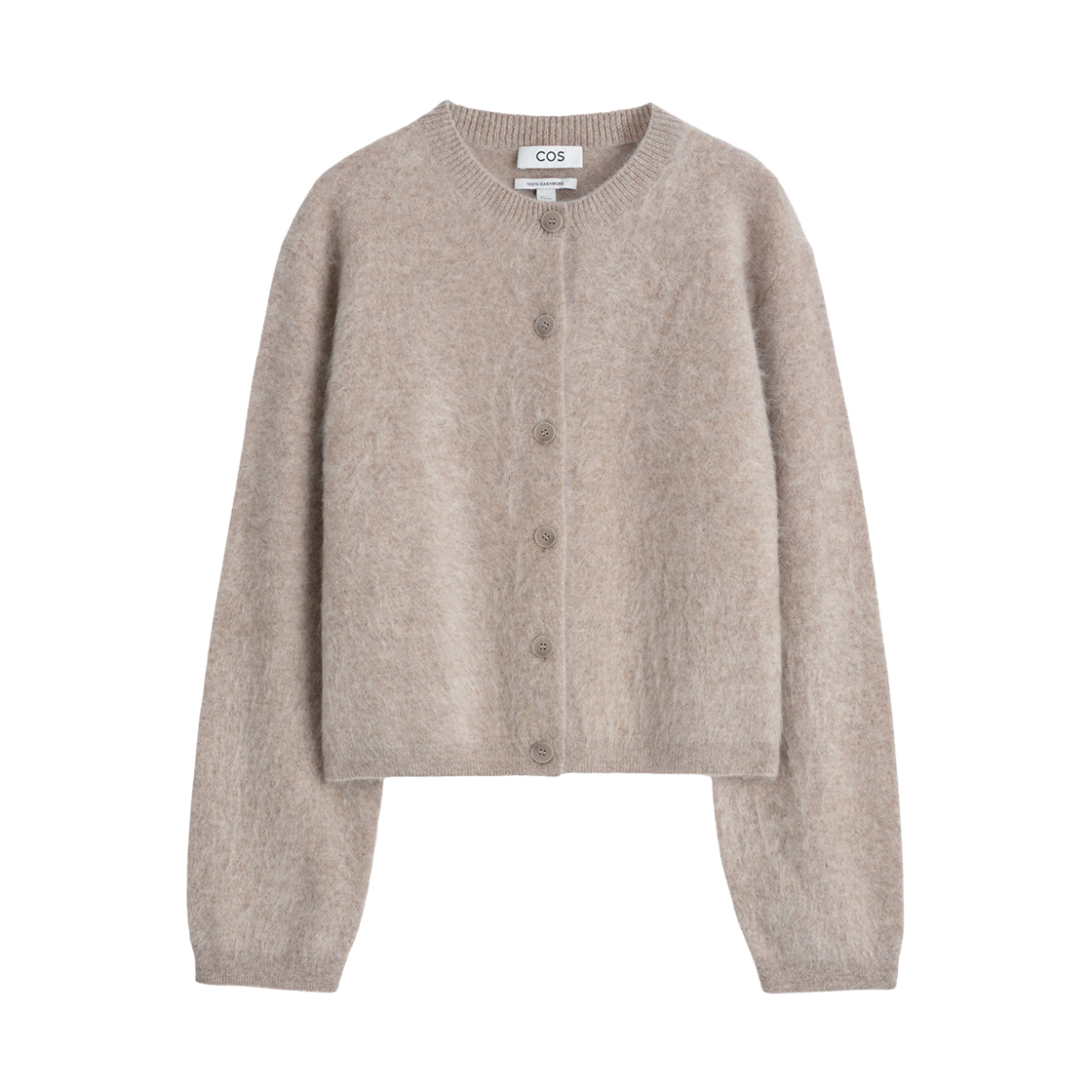 1230442004 (W) COS Brushed Cashmere Crewneck Cardigan Beige
