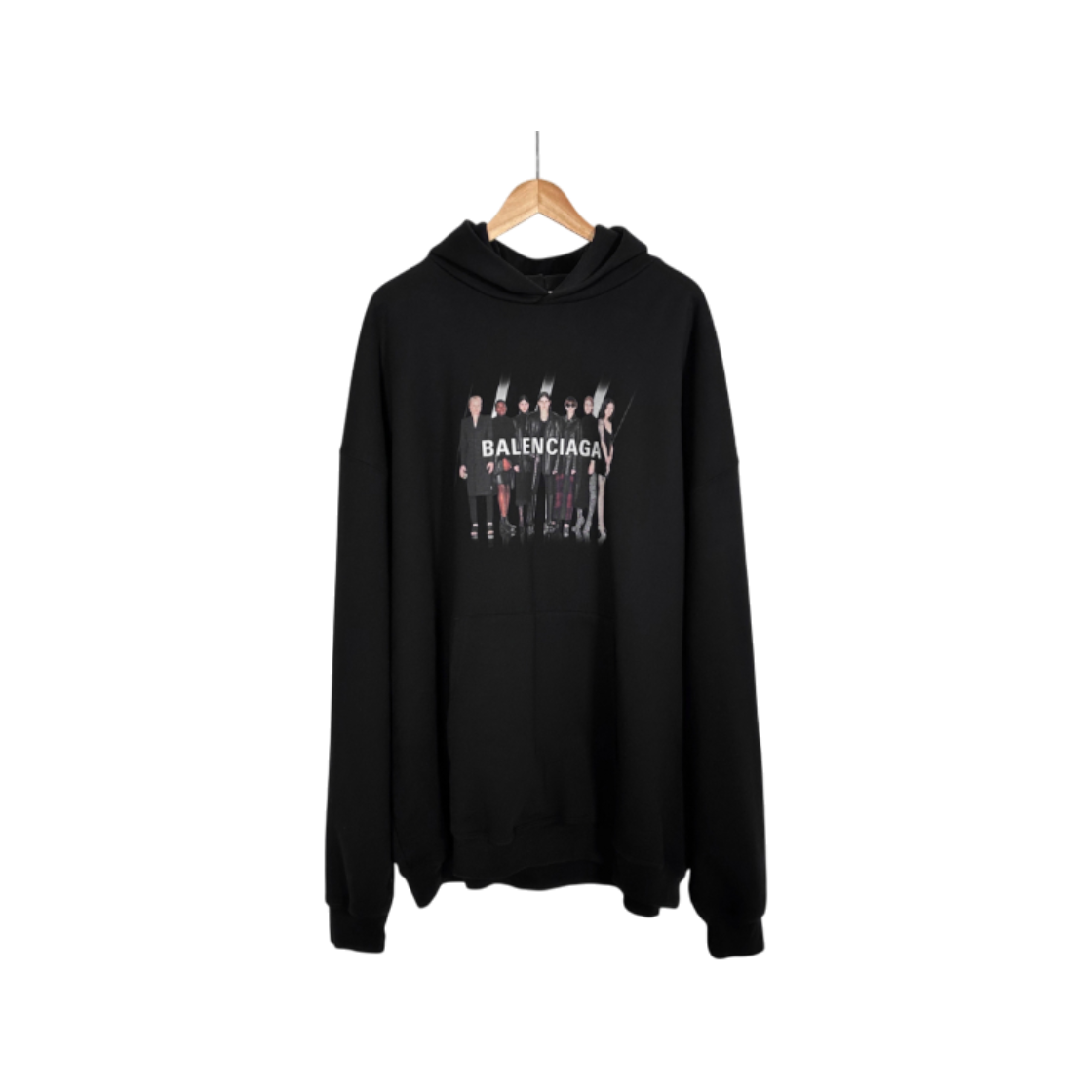 ITKJ94BBERSD Balenciaga Men's Artwork Real Logo Oversized Hoodie Black