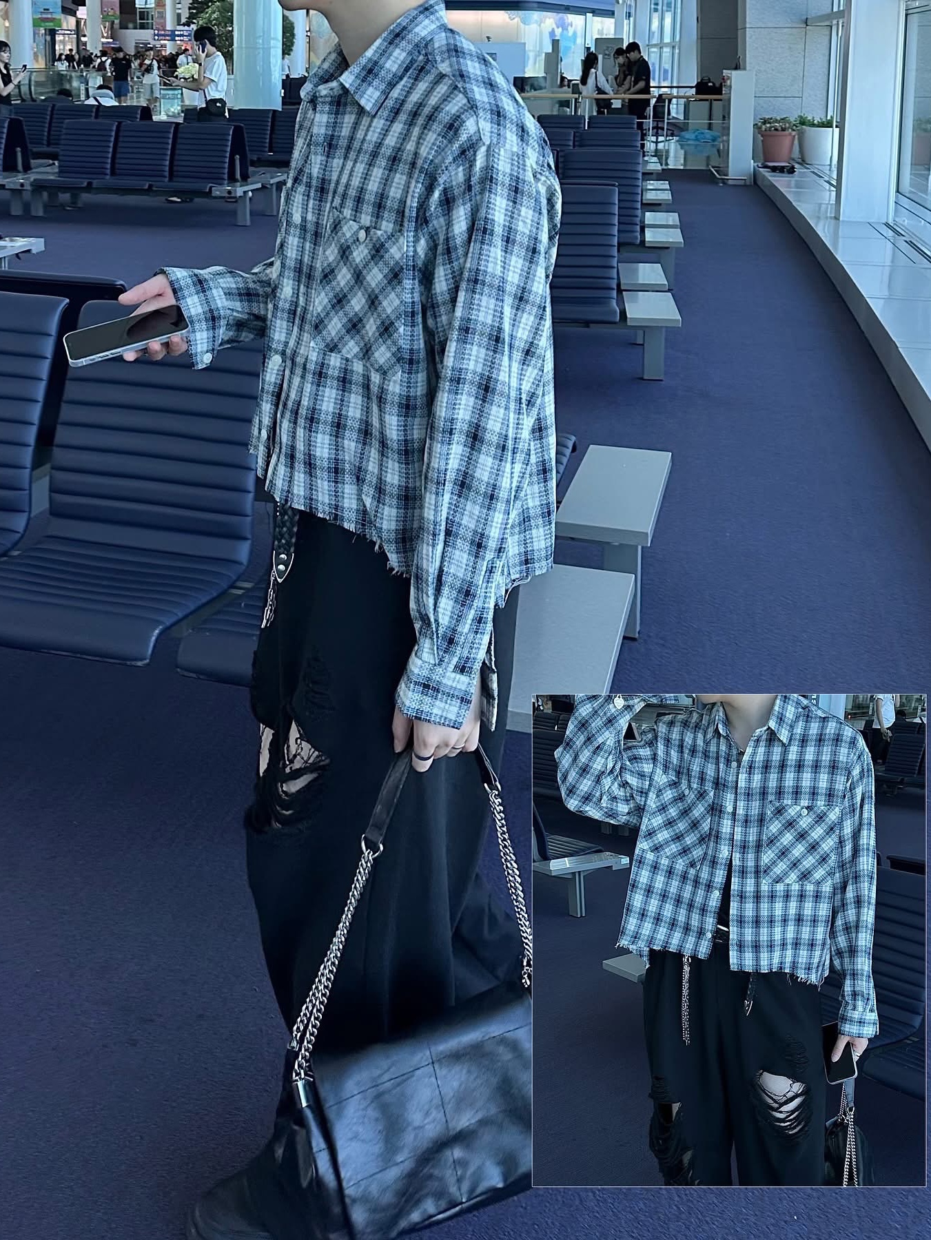 Diesel C-Seymon Treated Denim Baseball Cap Blue White, Nike Air Force 1 '07 Low Triple Black 착용 스타일 - 6