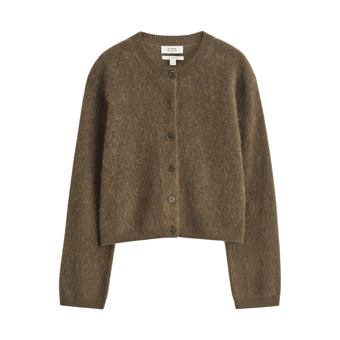 1230442005 (W) COS Brushed Cashmere Crewneck Cardigan Khaki