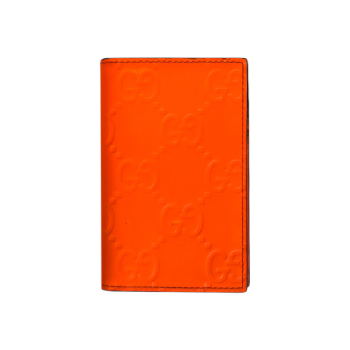 ITAF79JTTOK8 Gucci Men's GG Rubber Effect Organizer Cardholder Fluorescent Orange