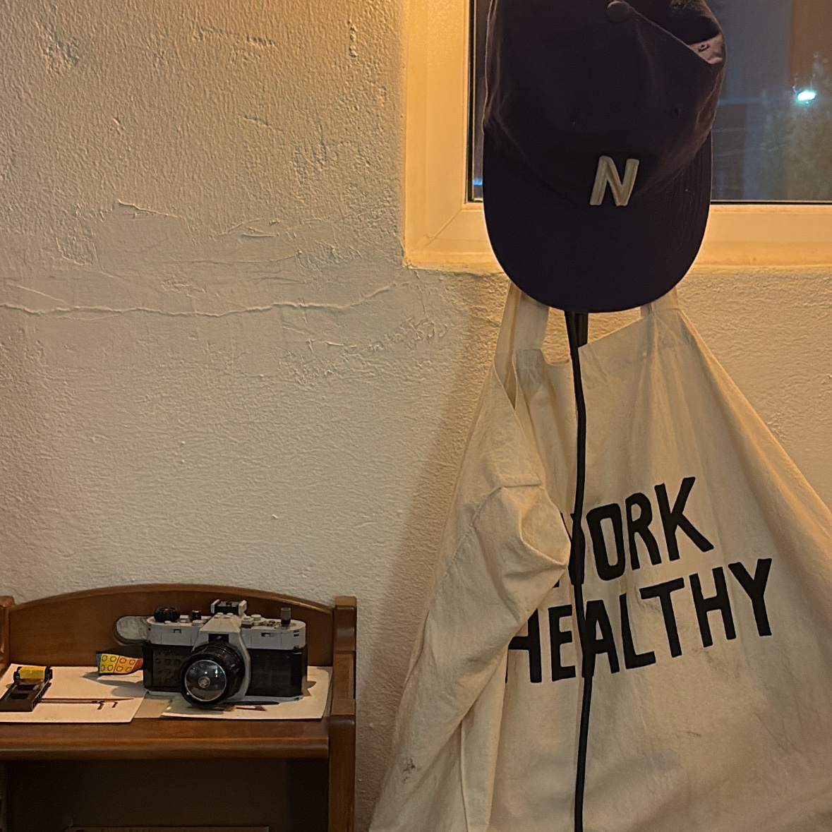 Collect Pieces Work Healthy Market Bag Natural 착용 스타일