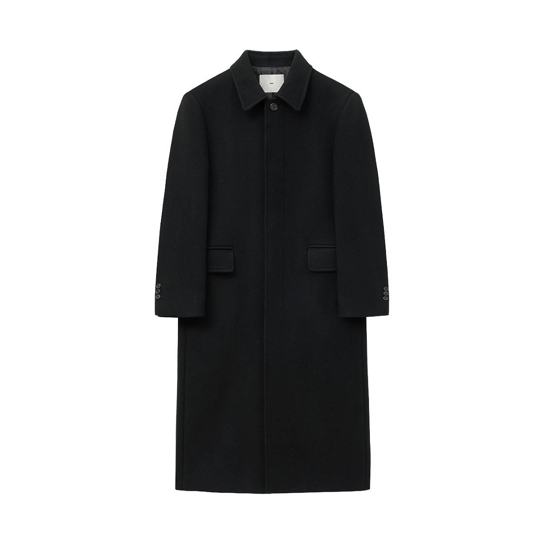 TNCO5F100BK TNGT Wool Blended Balmacaan Coat Black