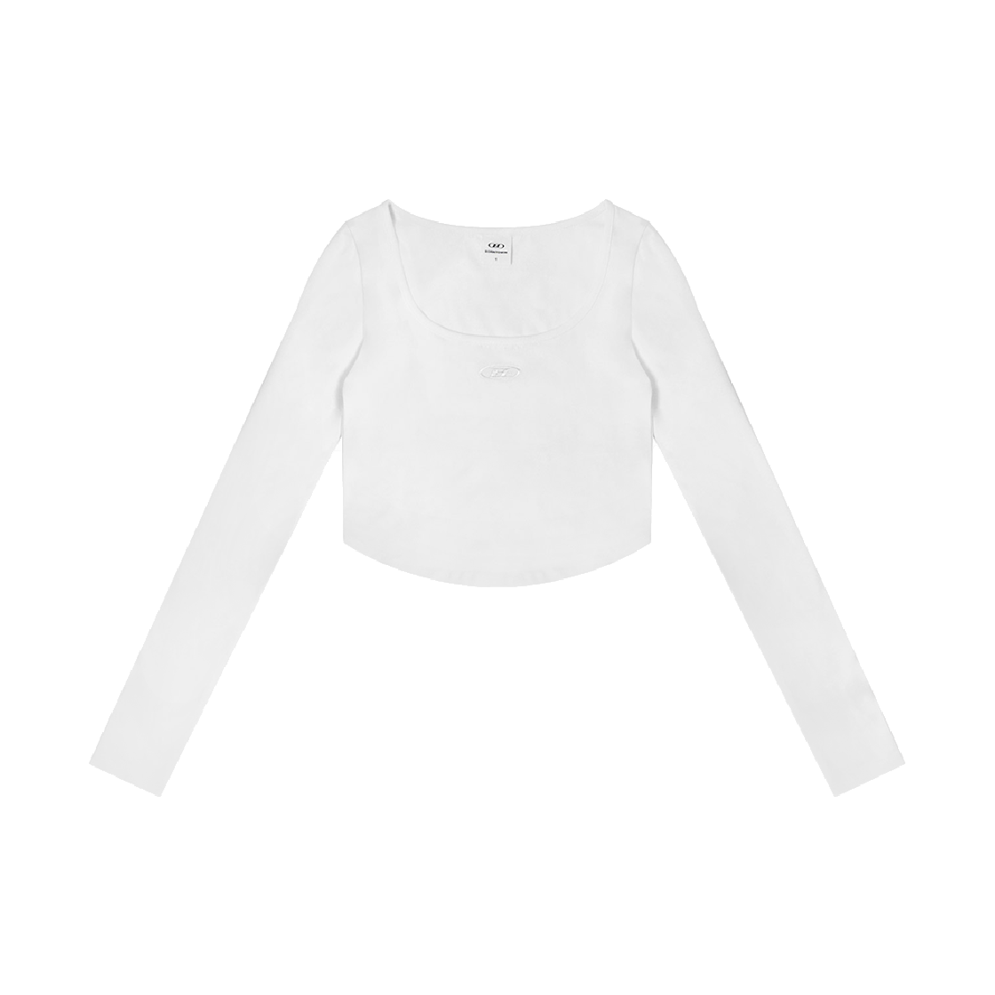 본투윈 스쿱넥 세미 크롭 롱슬리브 화이트