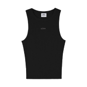 BORN TO WIN B Pendant Ribbed Semi Crop Sleeveless Black