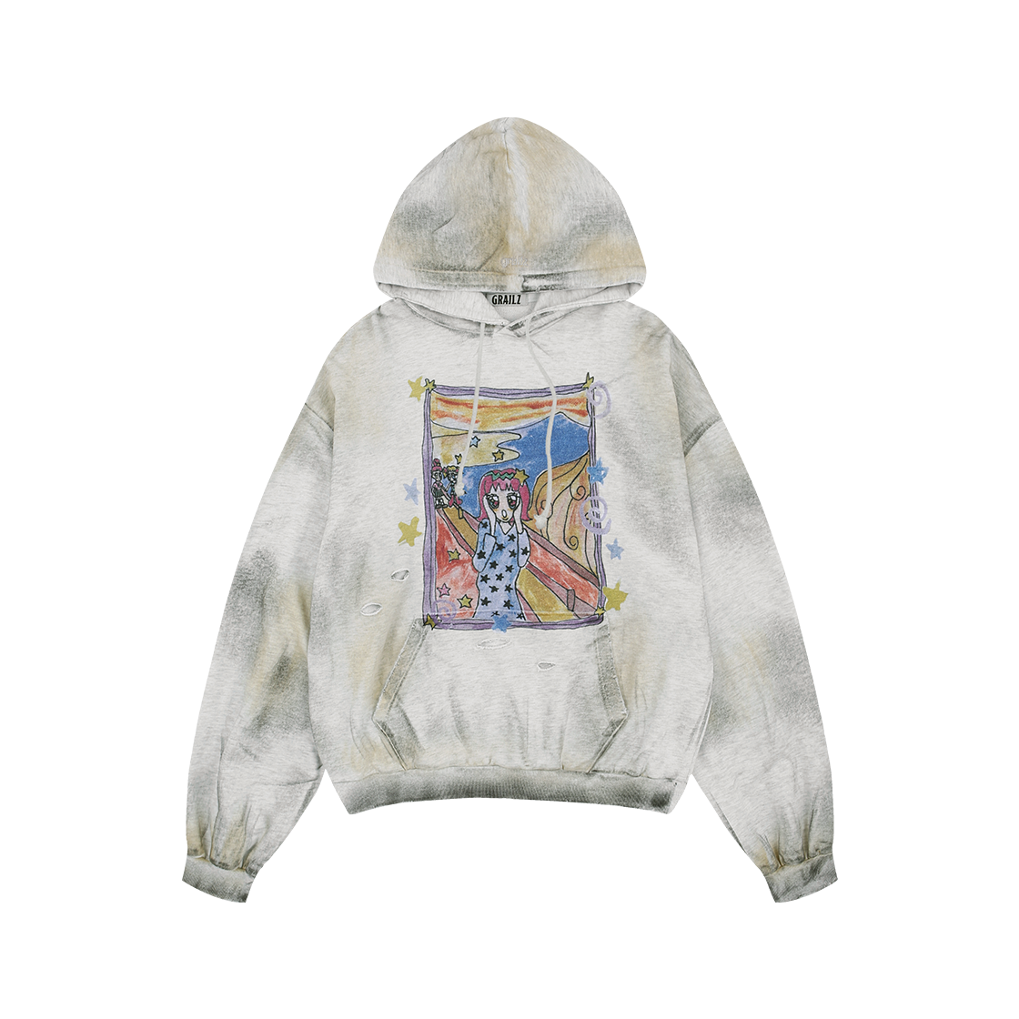 GR25FWMH10GR Soulpusssycat X Grailz Parody Dirty Hoodie Melange Gray