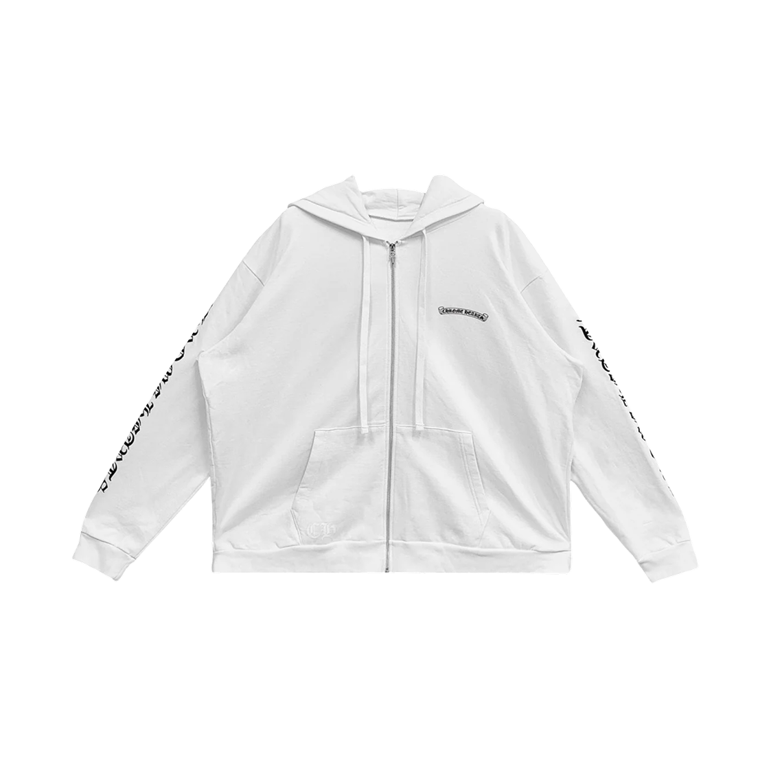 크롬하츠 스크롤 로고 플리스 집업 후드 화이트(Chrome Hearts Scroll Logo Fleece Zip-Up Hoodie White)