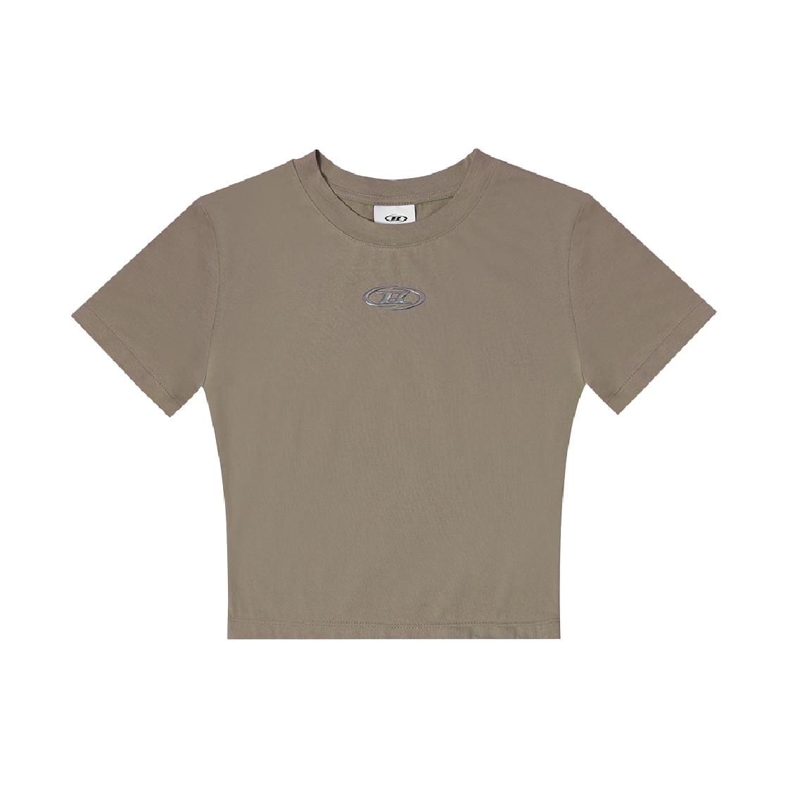 본투윈 실버 B 모달 크롭 티셔츠 라이트브라운