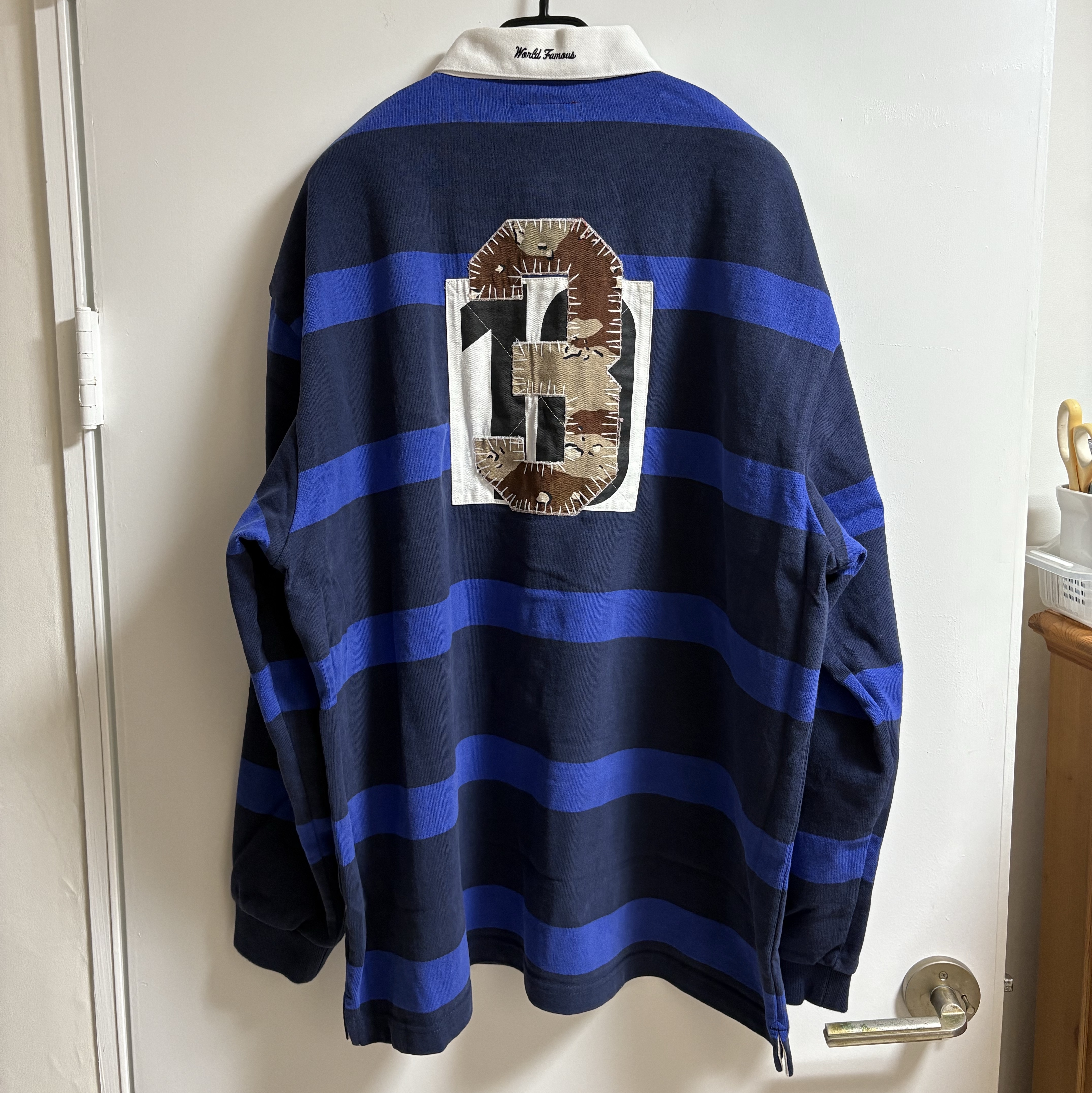 Supreme Stripe Rugby Navy - 25FW 착용 스타일