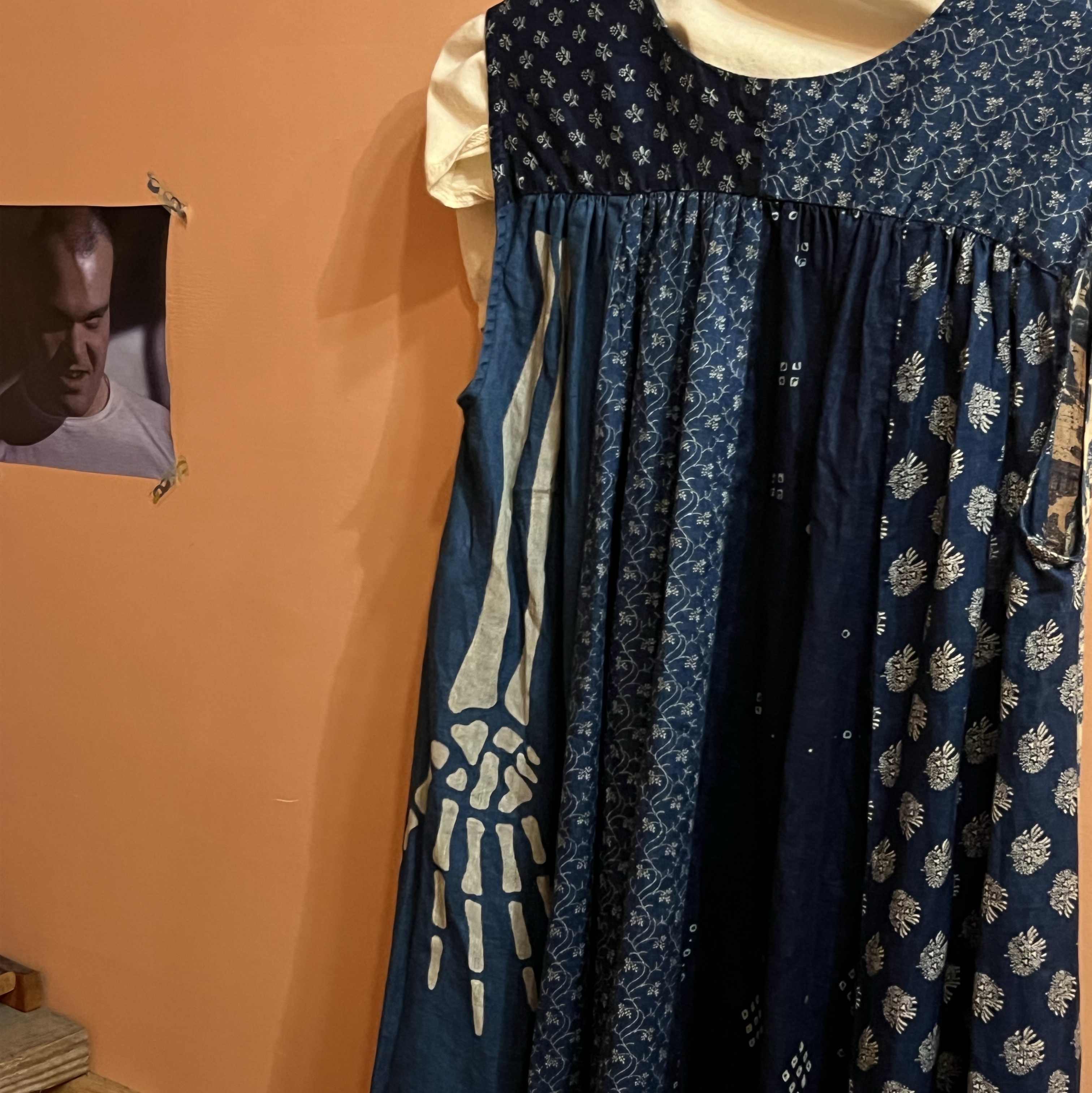 (W) Kapital Patchwork Kahlo Dress Indigo 착용 스타일