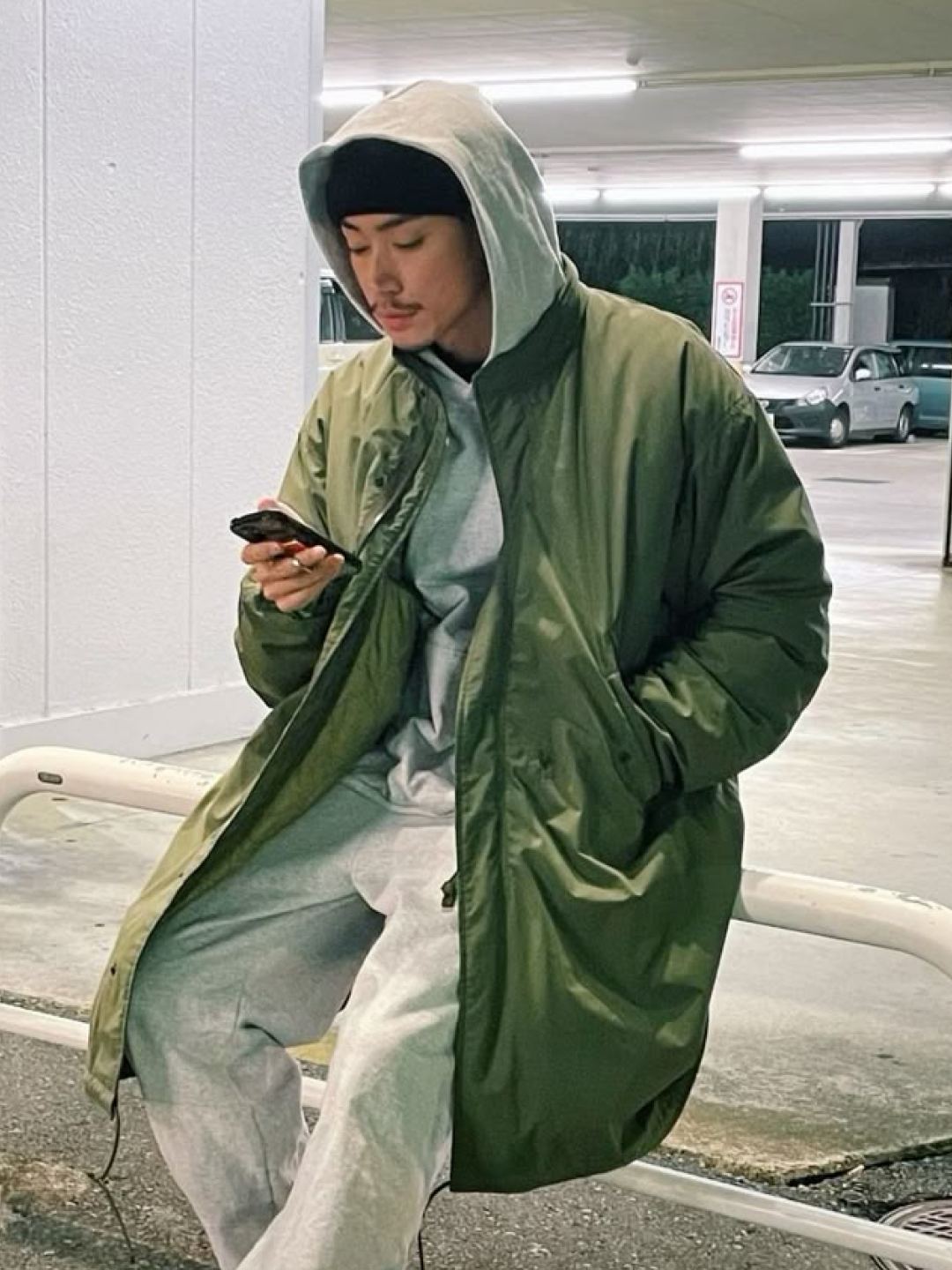 Freak's Store M-65 Mods Coat Liner Set Olive, Jiyong Kim Sun Bleached Fishtail Coat Black 착용 스타일 - 5