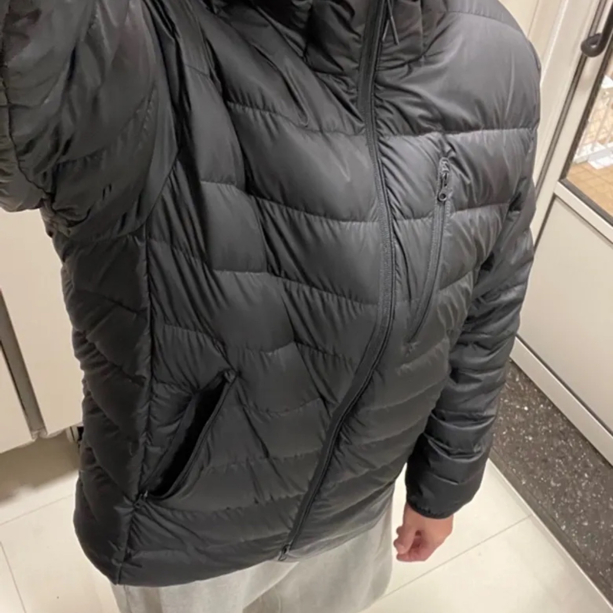 Musinsa Standard City Leisure Hooded Light Down Jacket Black 착용 스타일