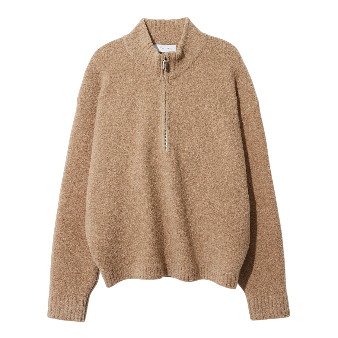 LH2579KN003ECA LE17SEPTEMBRE Boucle Half-Zip Pullover Camel