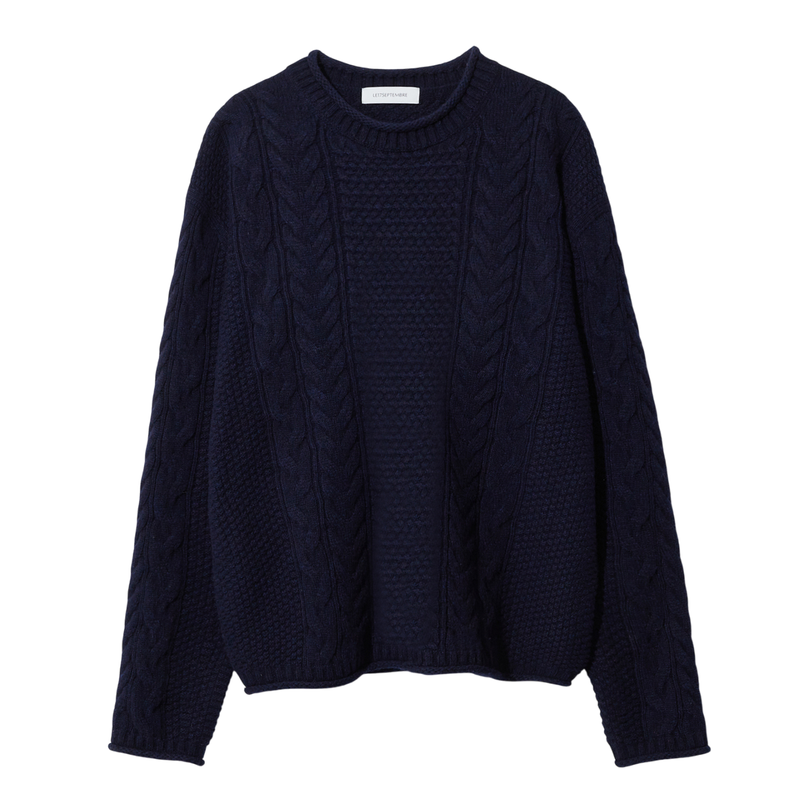 LH2579KN004ENA LE17SEPTEMBRE Cable Knit Pullover Navy