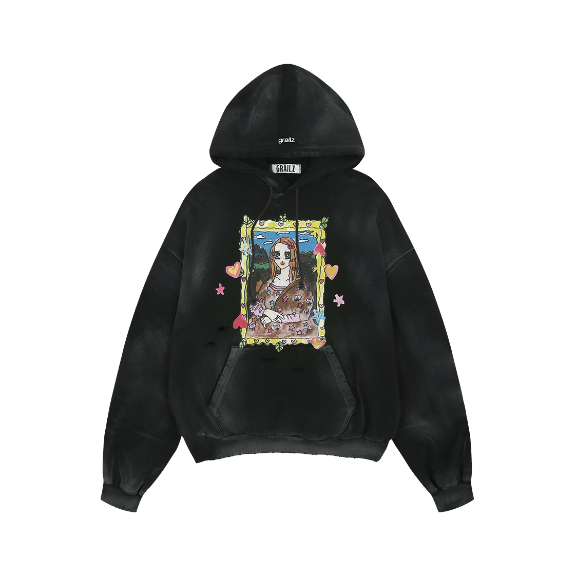 GR25FWMH09BK Soulpusssycat X Grailz Parody Washed Hoodie Black