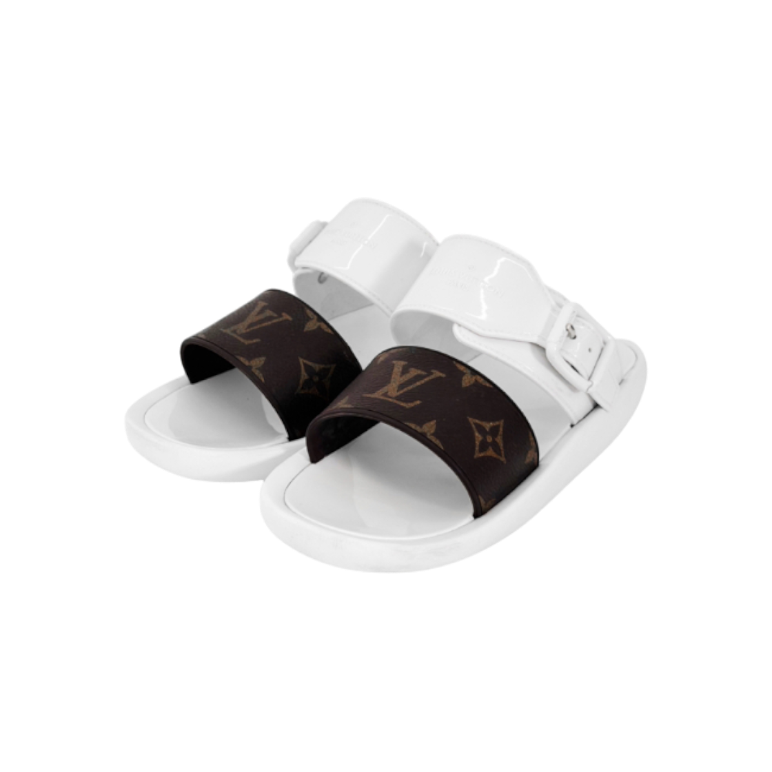 ITQ8O3NG6DT5 Louis Vuitton Women's Monogram Rubber Slide Sandals - White 35