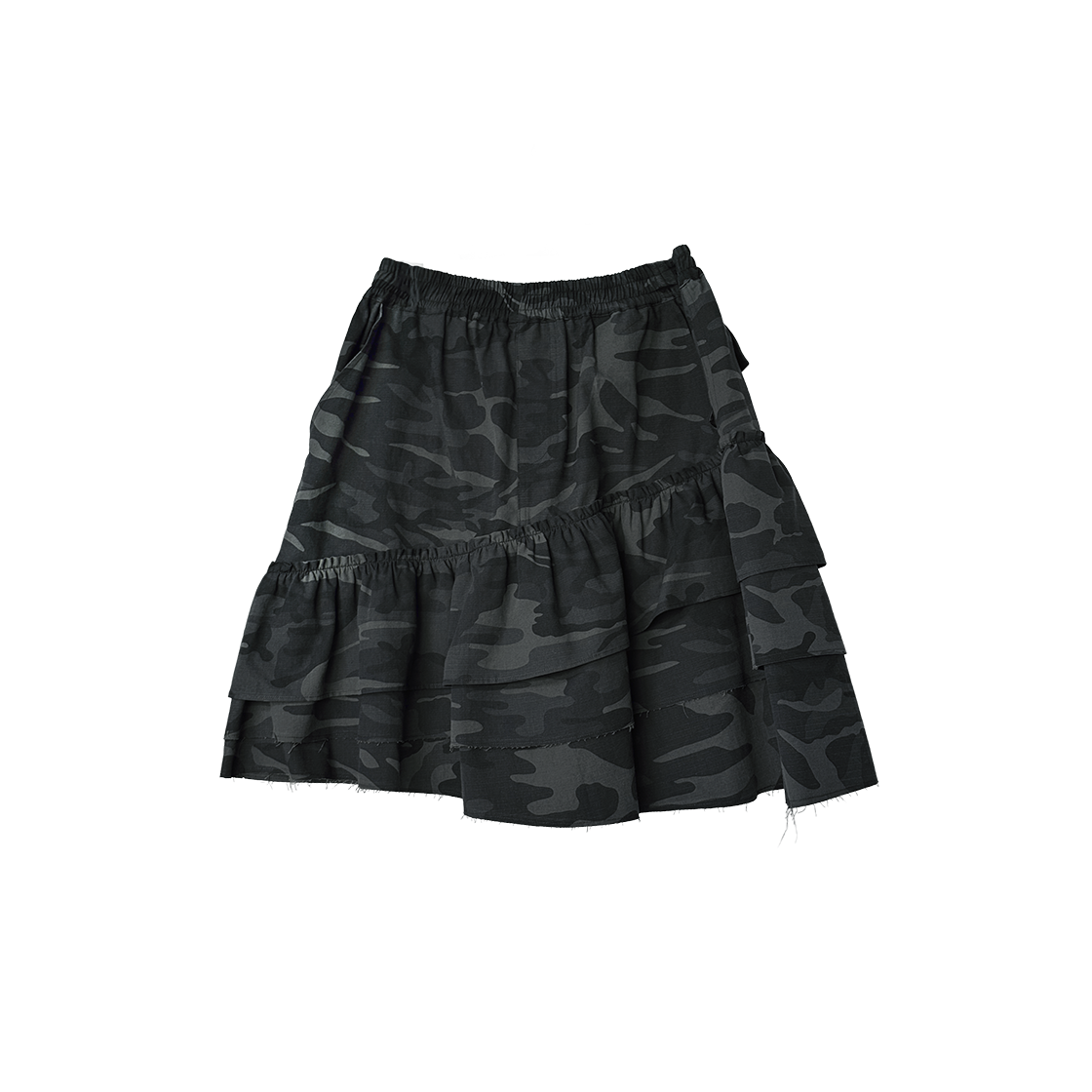 GR25FWFB04TC Grailz Ruffle Layered Skirt Black Camo