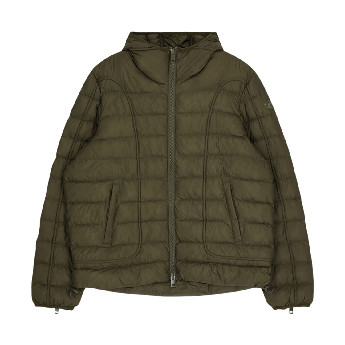 A105970BHAZ-5AF Diesel W-Scottys Puffer Jacket with Piping Khaki