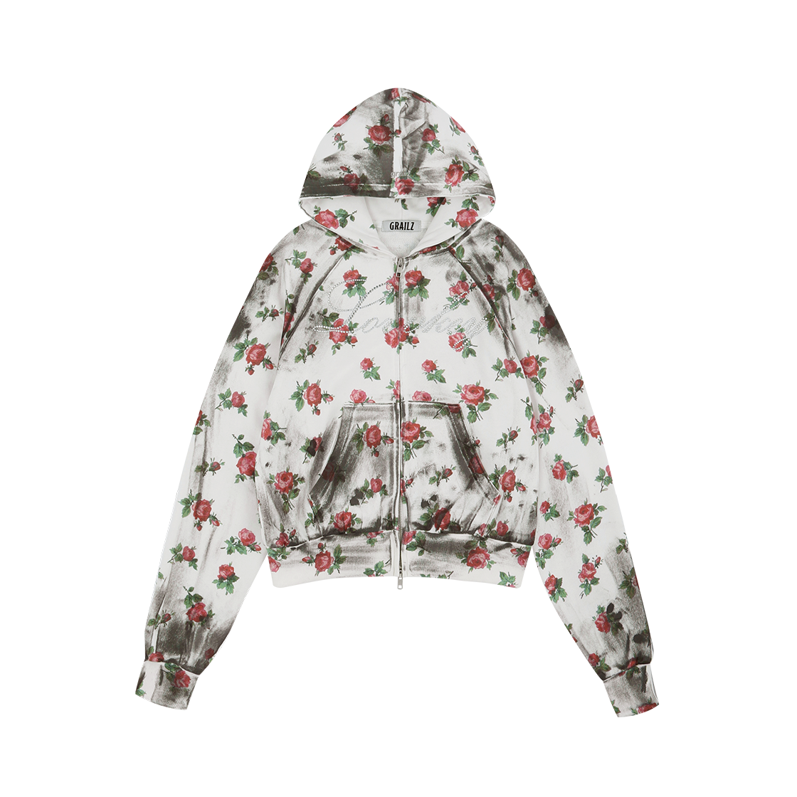 GR25FWMH03WH Grailz Flower Dirty Zip Hoodie White