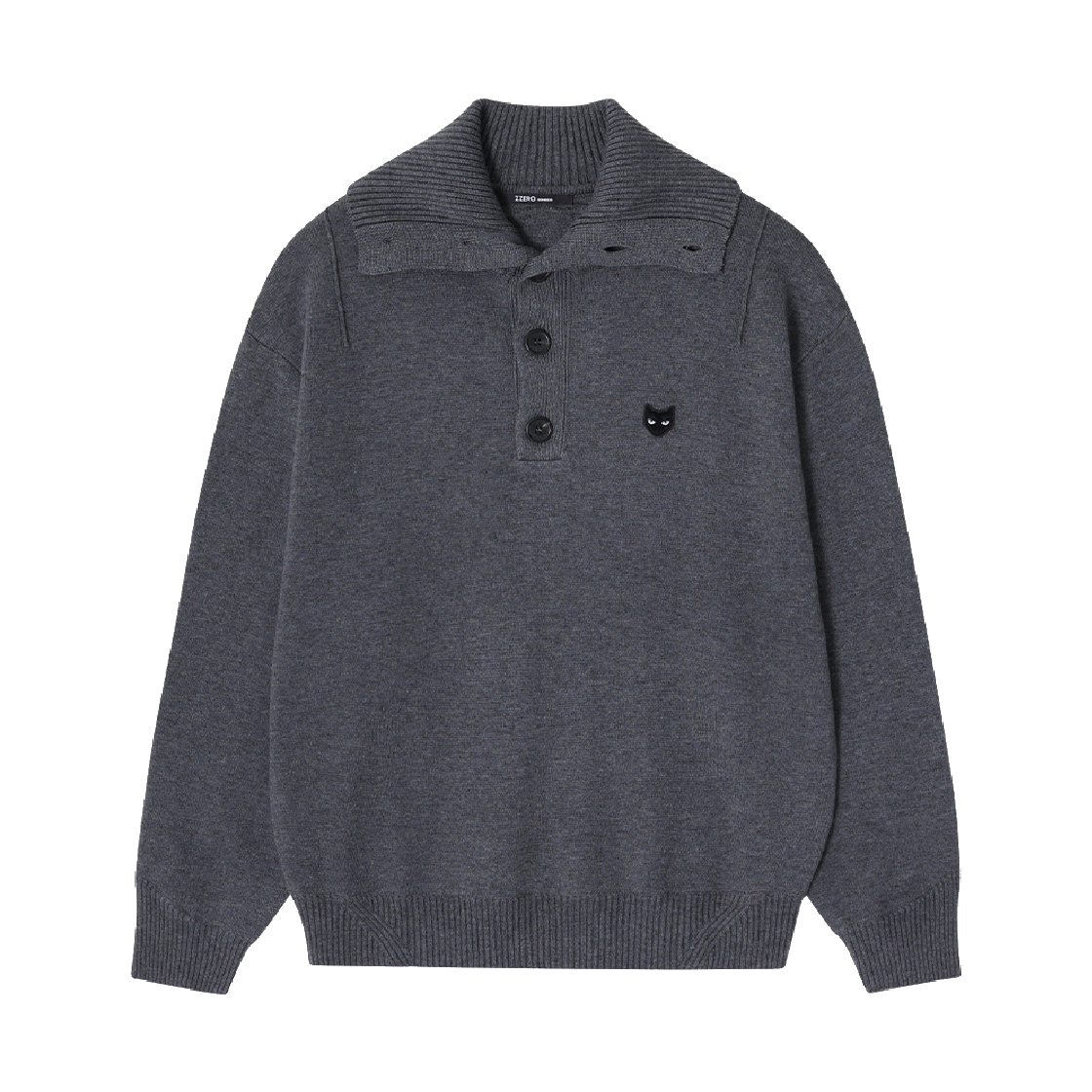 송지오 지제로 팬서 핸드 로프 하이넥 니트 멜란지 그레이