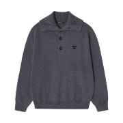 Songzio Zzero Panther Hand Rope High Neck Sweater Melange Grey