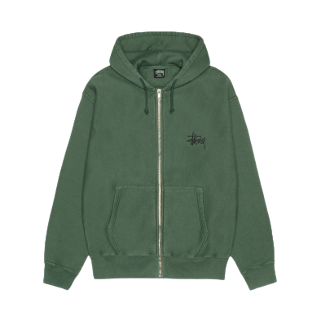 1975001 Stussy Basic Pigment Dyed Zip Hoodie Pine