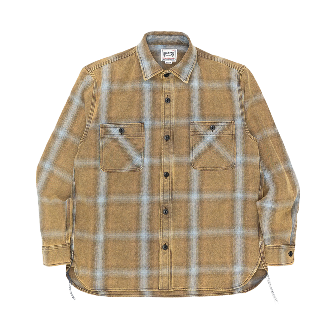 41252VWBR Houston Japan Vintage Ombre Check Viyella Shirt Brown 41252VW