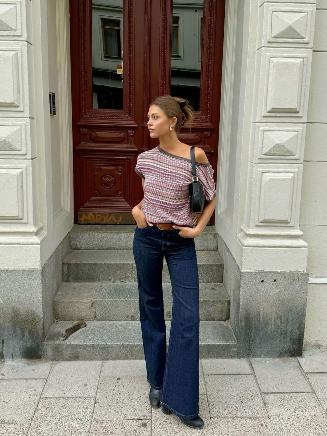 HYII Semi Flare Boot Cut Jeans Black, LAN ARCHIVE 0077 Frayline Bootcut Denim - Blue 착용 스타일 - 4