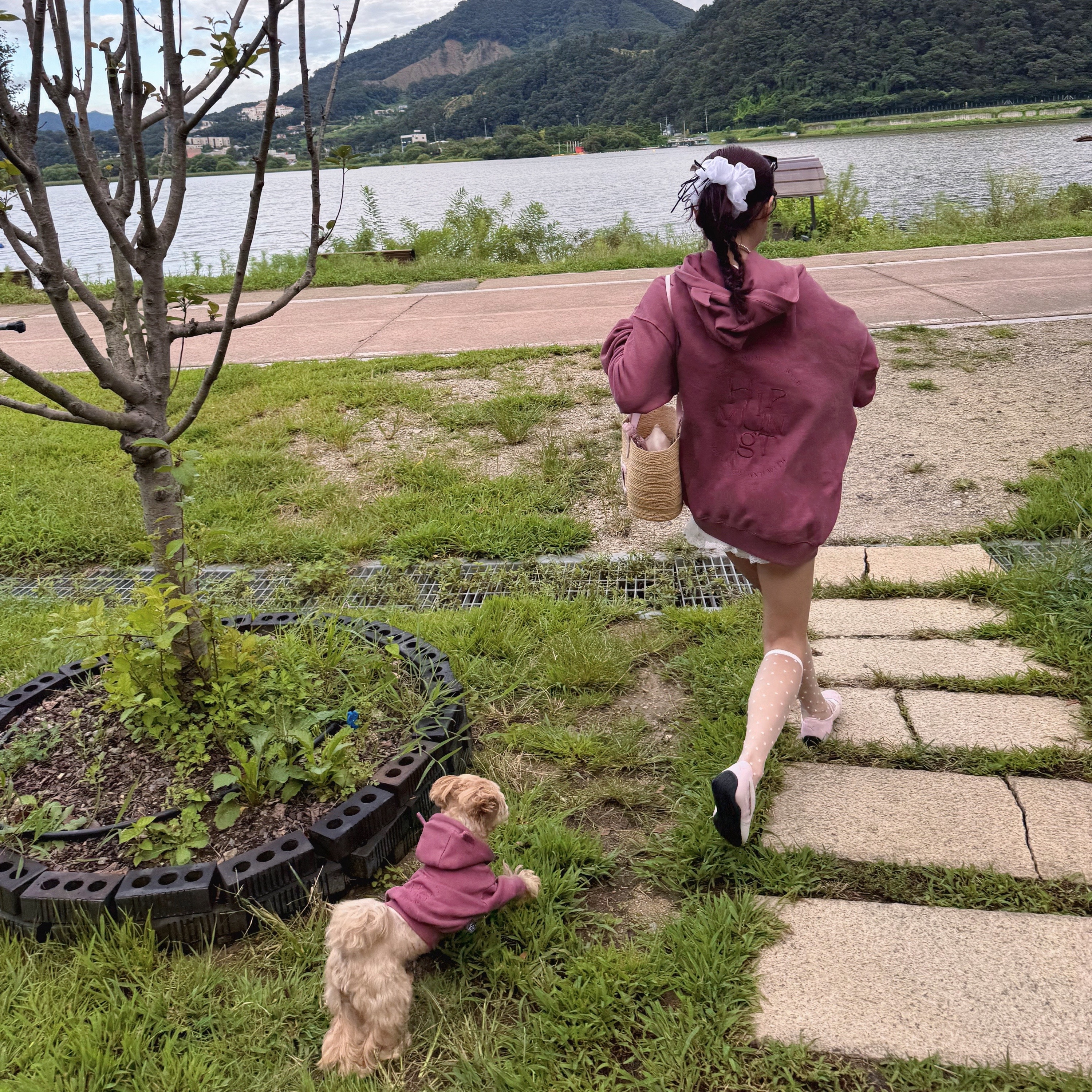 Celine Teen Supple Celine Classic Panier in Raffia and Calfskin Bleached Pink, (W) Puma Speedcat Ballet Suede Whisp of Pink Puma White 착용 스타일 - 4