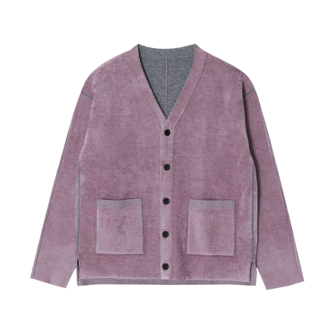 송지오옴므 벨벳 리버시블 가디건 핑크