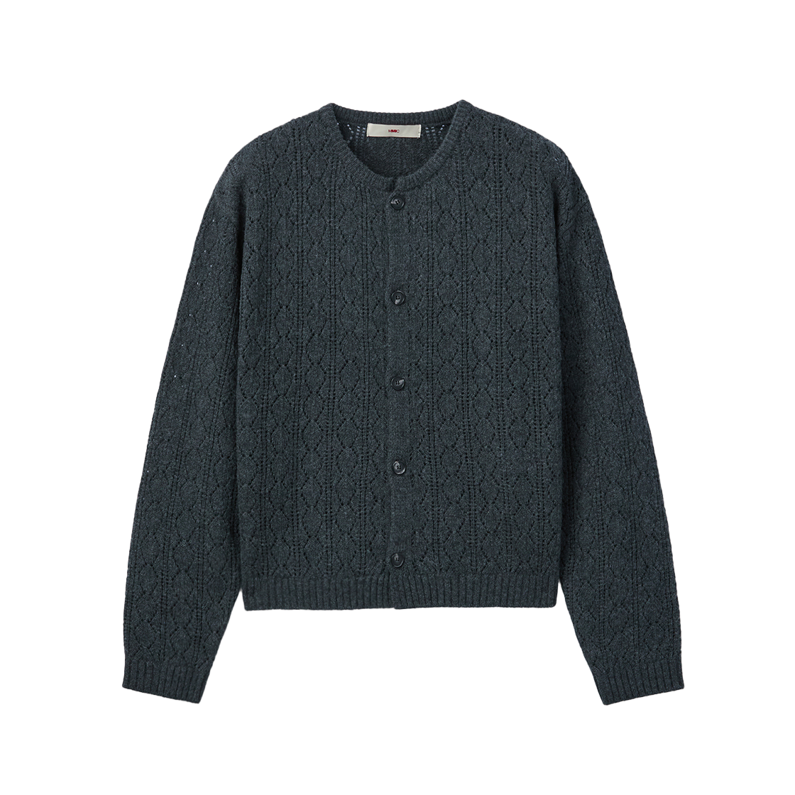 2C5-MM-MK-KC001CH MMIC Cashmere Crochet Cardigan Charcoal