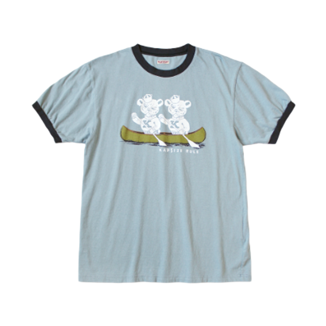 캐피탈 20 저지 링거 티셔츠 K 베어 Pt 블루 그레이(Kapital 20 Jersey Ringer T-Shirt K Bear Pt Blue Gray) - 1