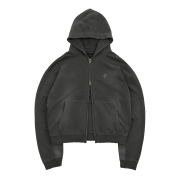 [더블적립]Farfromwhat Far Washed F Charm Hoodie Zip up_Charcoal