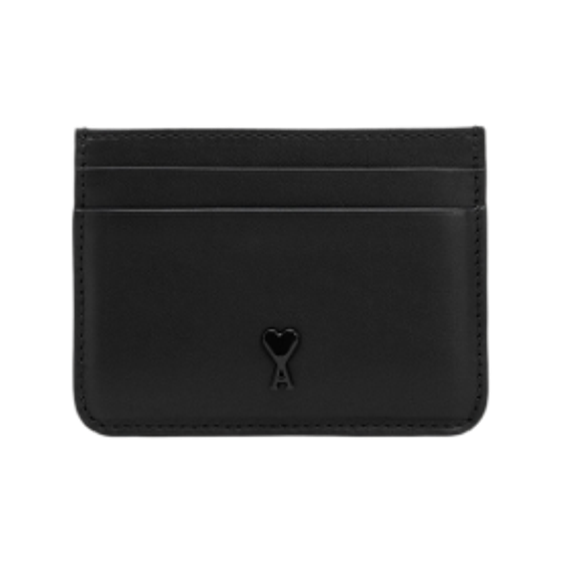USL702-AL0138-001 AMI de Coeur Card Holder in Smooth Leather Black