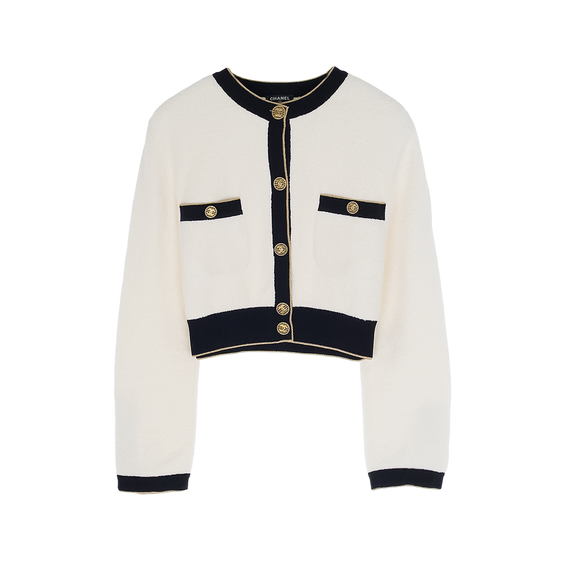 ITFLS8IV8EQB Chanel 19C Terry Crop Cardigan 34 White/Multi-Color (5ET1429)