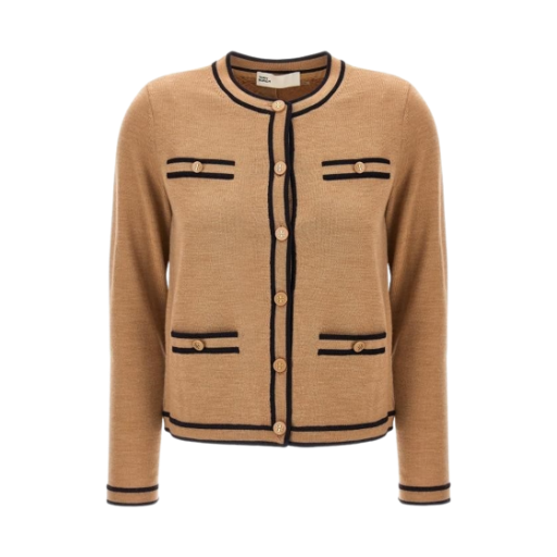 146098-250 (W) Tory Burch Kendra Cardigan Camel