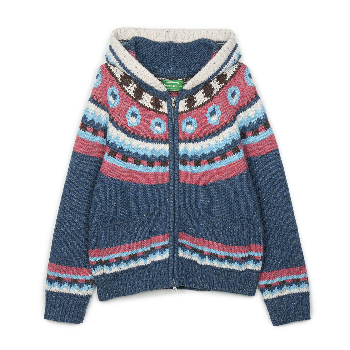 P0000BEG Greenbutter Kaya Neps Hood Cardigan Navy