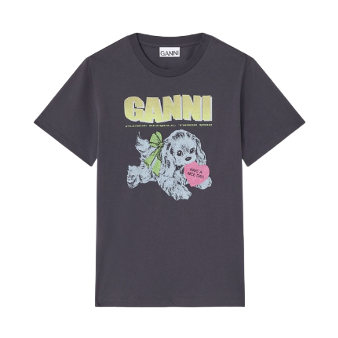 (W) 가니 퍼피 티셔츠 팬텀((W) Ganni Puppy T-Shirt Phantom) - 1