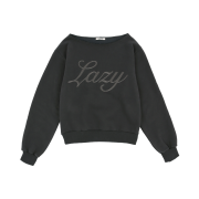 LAZYZ Slow Mellow Daily Off Shoulder Sweatshirt - Charcoal