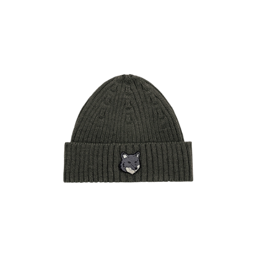 메종 키츠네 폭스 헤드 라지 비니 로렐 그린