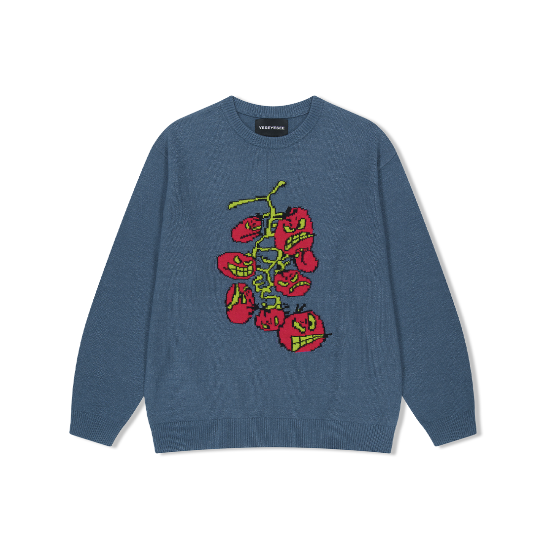 YS253KKNPK01NAV YESEYESEE Cherry Tomatoes Graphic Knit Pullover Navy