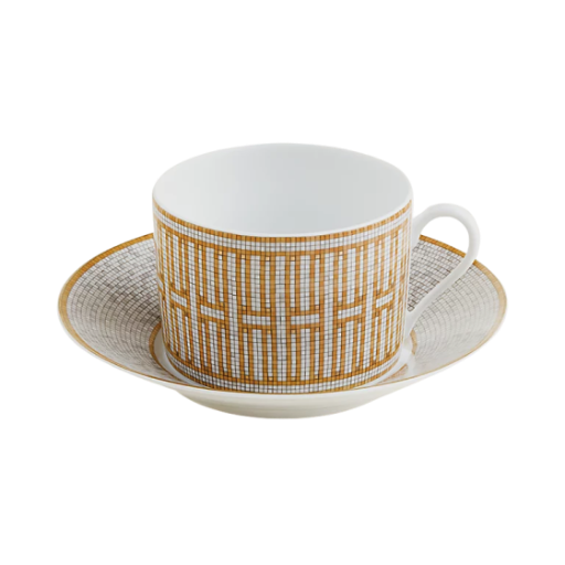 에르메스 모자이크 오 24 골드 썽 꼴로리 (1개 세트)(Hermes Mosaique au 24 gold tea cup and saucer Sans Coloris (Set of 1)) - 1