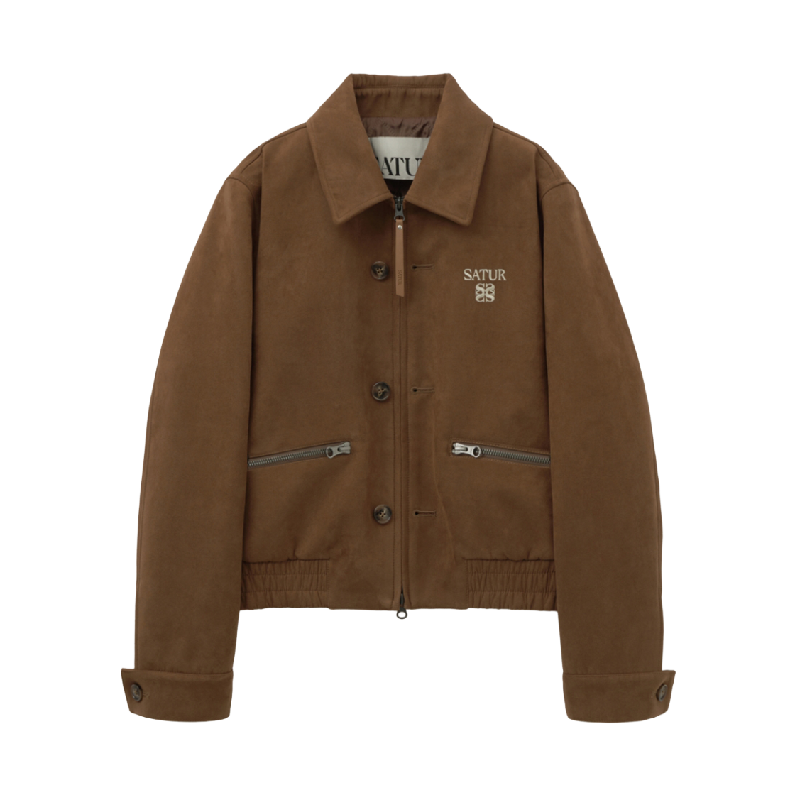 SA253WJP03BRN0 SATUR W Teo Faux Suede Short Jacket Camel Brown