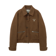 SATUR W Teo Faux Suede Short Jacket Camel Brown