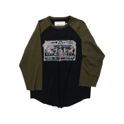 Thevinylhouse Cowboy Pictogram Raglan LS Tee Khaki