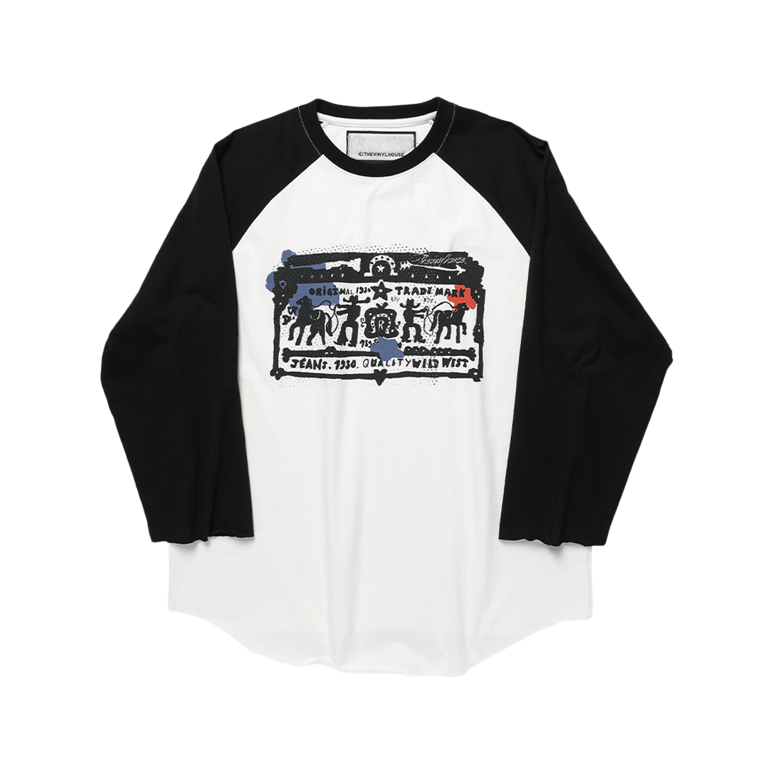 더바이닐하우스 카우보이 픽토그램 래글런 롱슬리브 티셔츠 화이트(Thevinylhouse Cowboy Pictogram Raglan LS Tee White)