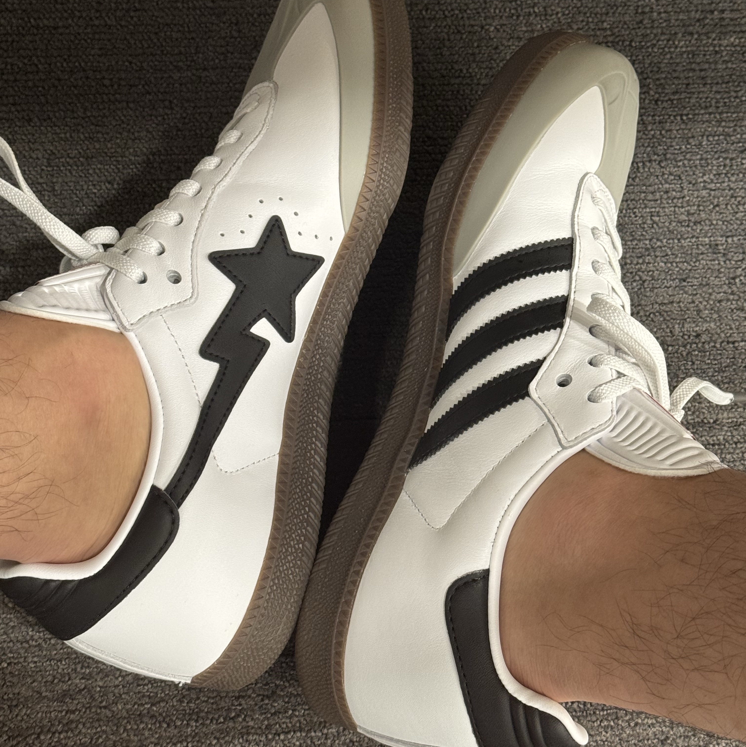 Adidas x BAPE Samba Footwear White Core Black 착용 스타일