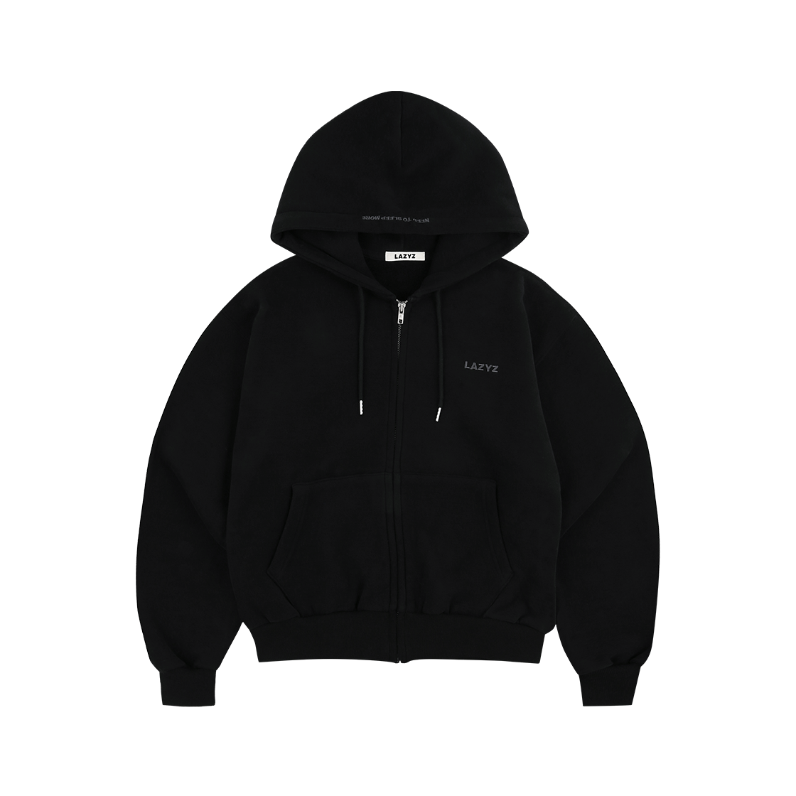 8809908759087 LAZYZ Slow Mellow Daily Zip Up Hoodie - Black