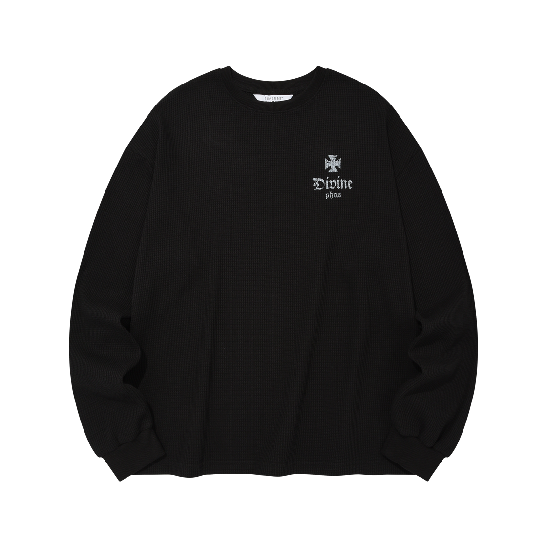 포스333 디바인 와플 롱슬리브 블랙(PHOS333 Divine Waffle Long Sleeved Black)