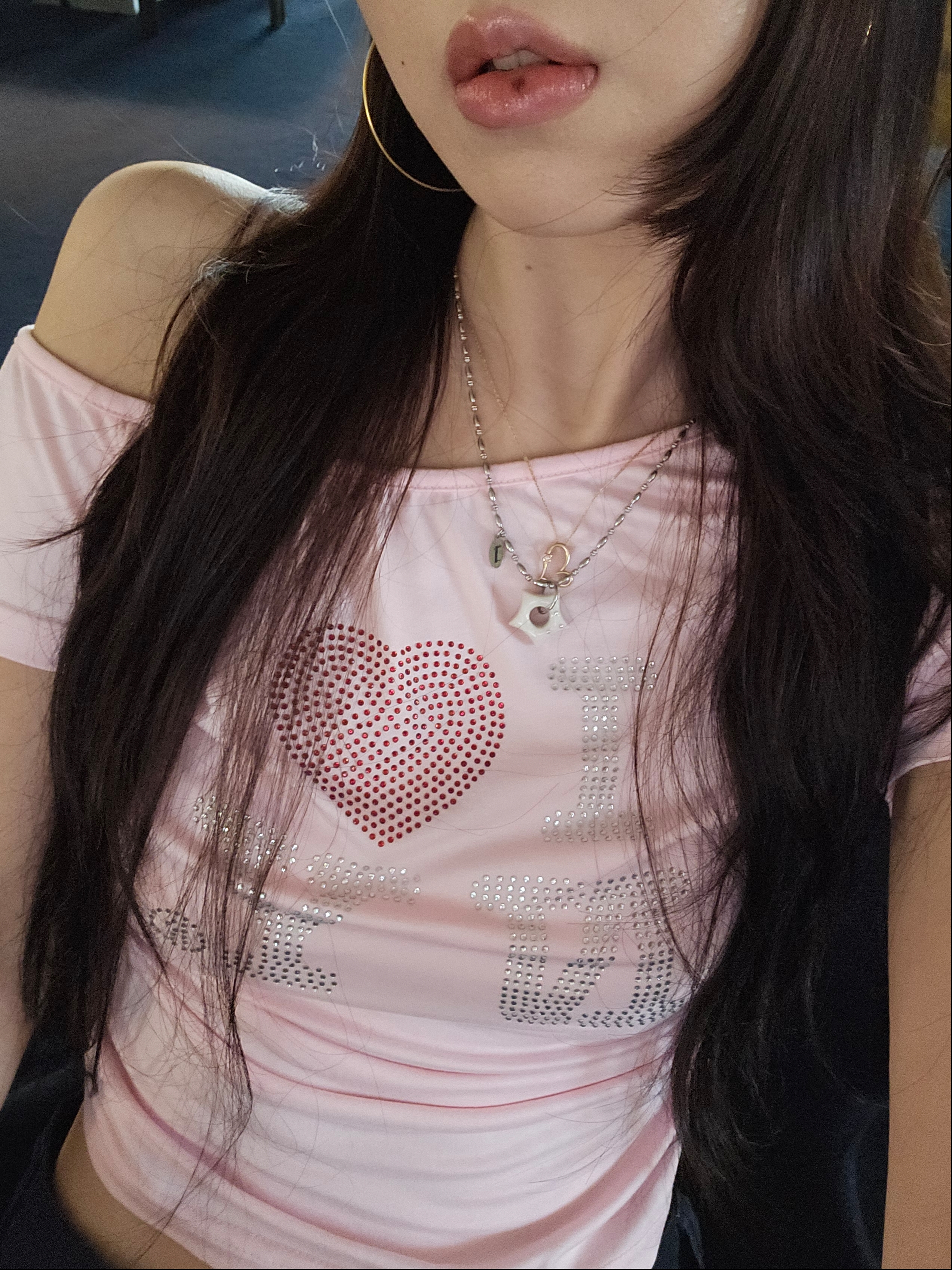 Gleameep Gleaming Little Star Necklace White Pearl 착용 스타일 - 2